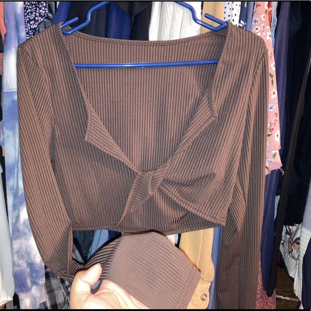 Brown long sleeve crop top Shein Never Worn
